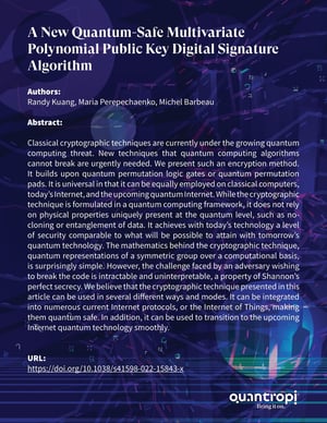 A New Quantum-Safe Multivariate Polynomial Public Key Digital Signature Algorithm-1